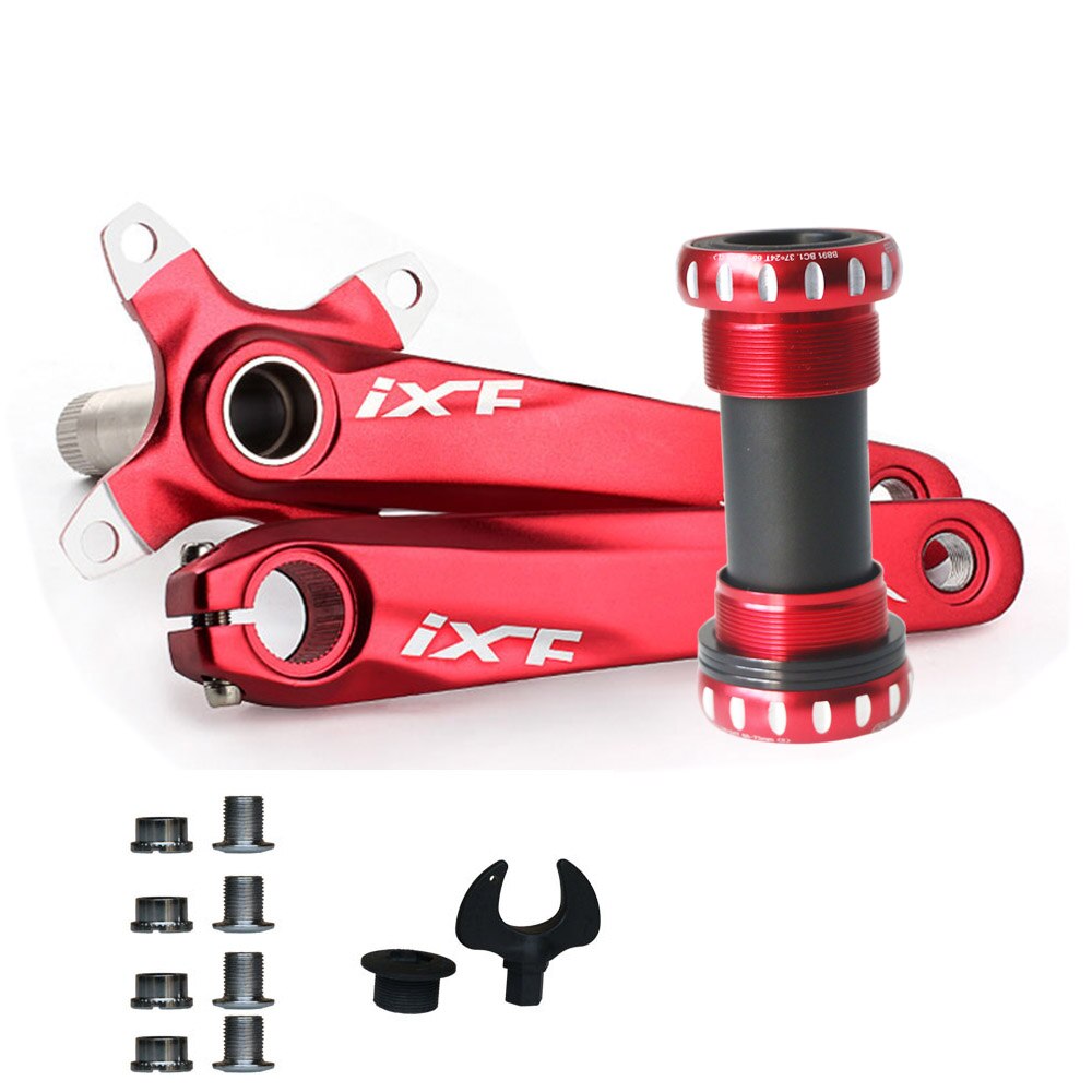 Fiets Crankstel 104 Bcd Fiets Crank Arm Midden As Mountainbike Geïntegreerde Holle Crank Links En Rechts Set Trapas kit: Red Crank with BB