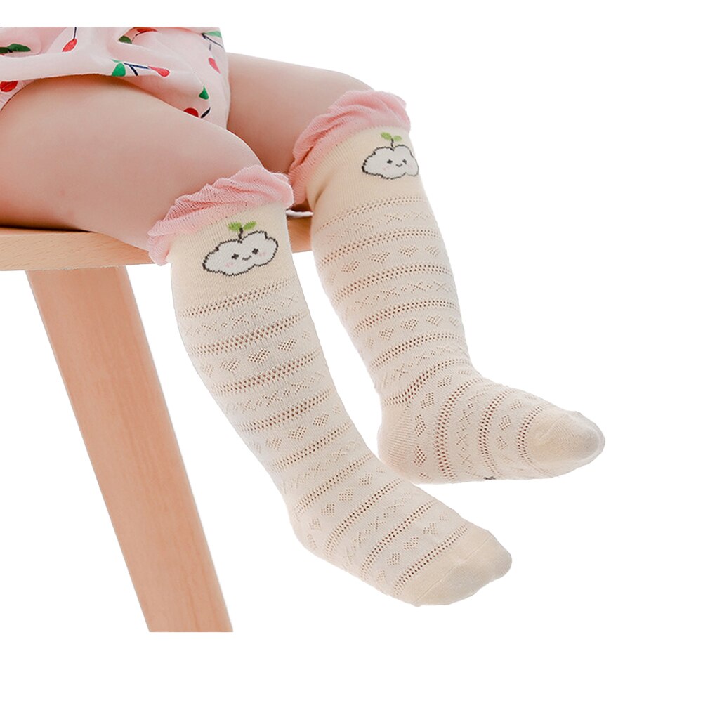 Kindersokken eenvoudige zomer mesh dun cartoon losse mond over de knie anti-muggen babysokken