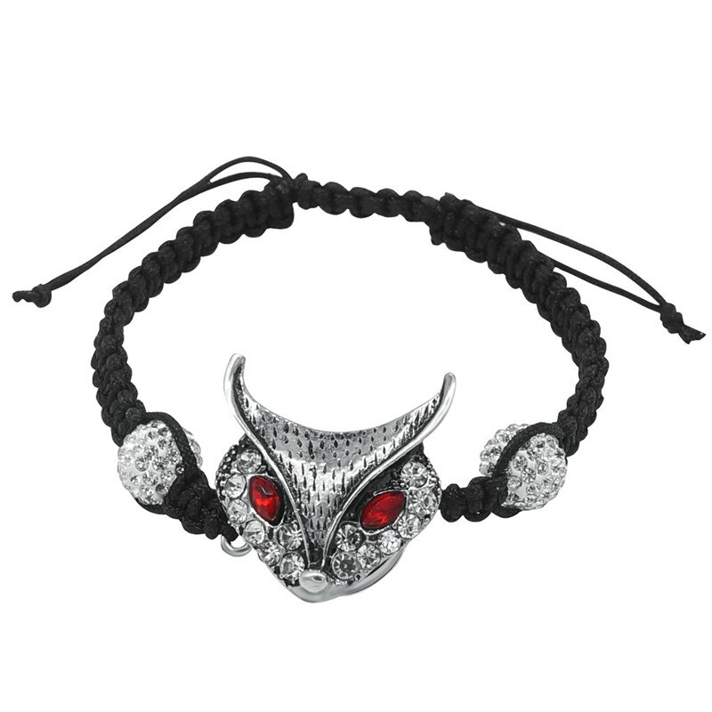 handmade rhinestone beads braided rope snap bracelets Bangles adjustable fit 18mm snap buttons SE0144