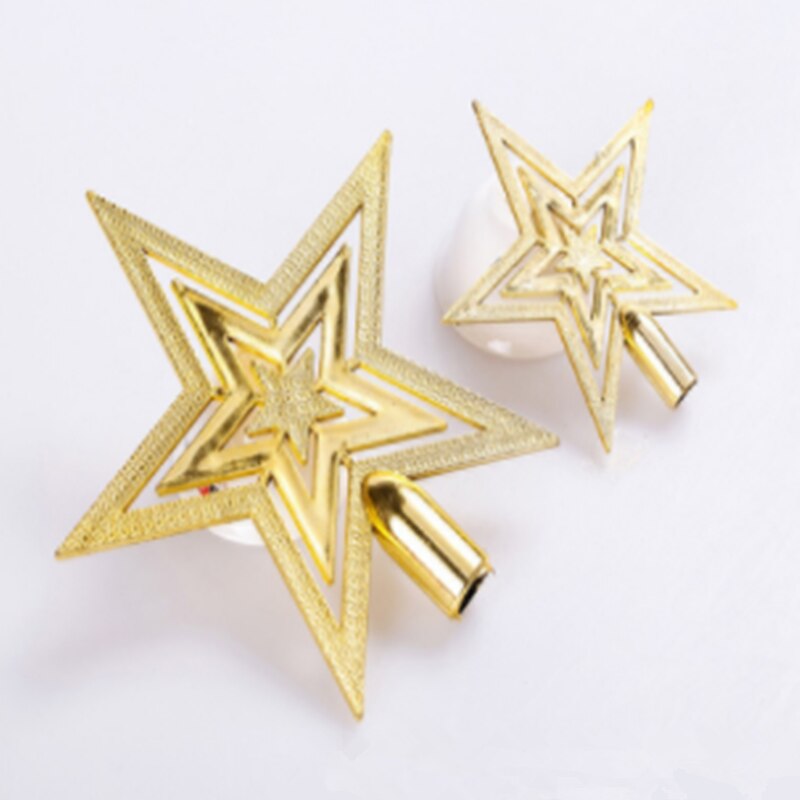 1Pc 10 cm/15 cm Kerstboom Decoratieve Topper Star Gold Drie Lagen Thuis Ornament Mooie