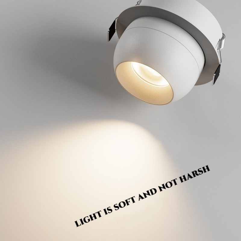 Luz empotrable LED COB regulable con rotación de ángulo redondo de 355, 7W, 9W, 12W, foco de techo, fondo de fotografía para sala de estar interior
