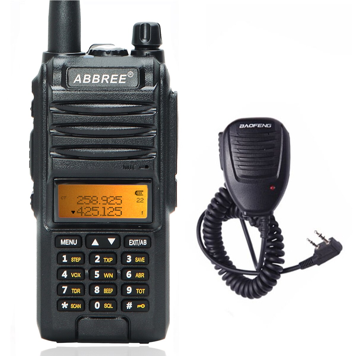 Abbree AR-F3 8w Tri-Band Walkie Talkie 220-260MHz Amateur Ham handheld Tragbare radio Comunicador Sender transceiver Wandern: add speaker / Euro