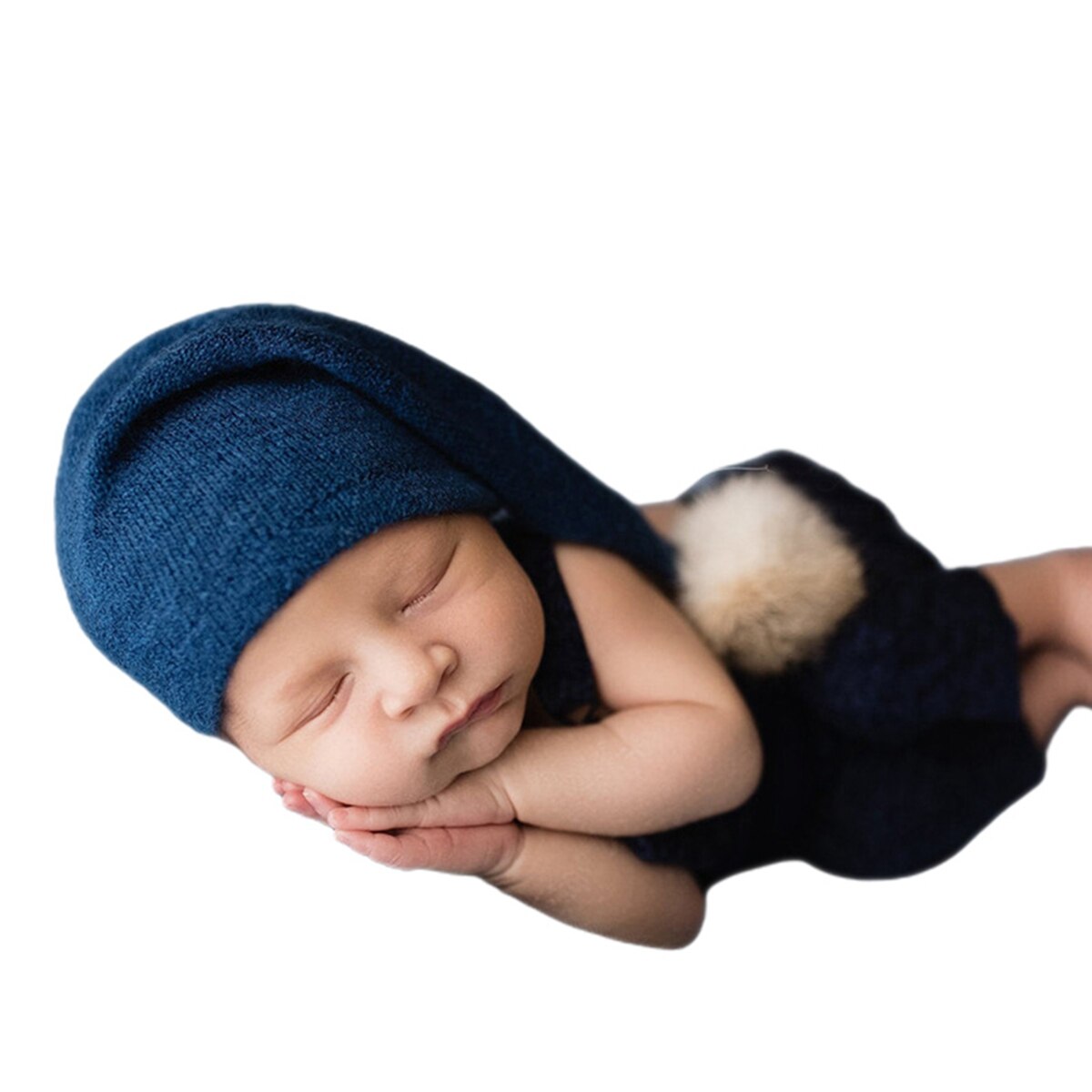 Unisex baby gebreide muts met lange staart schattige handgeweven gebreide muts fotografie rekwisieten voor jongens meisjes