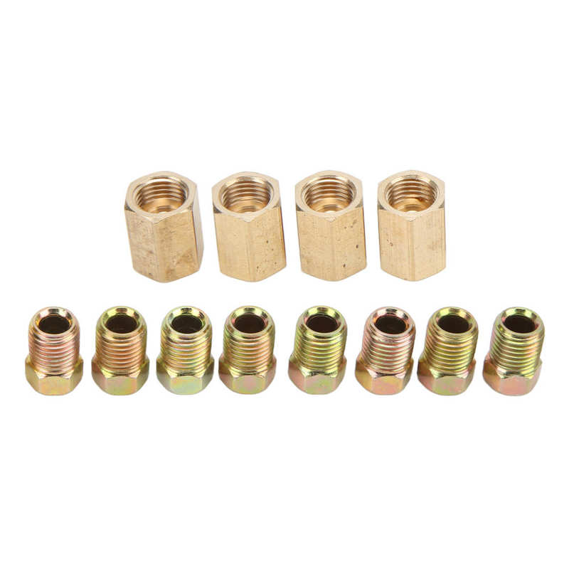 Brake Line Fittings Kit Brake Tube Connector 4-Union 8-Nut for 3/16in Pipe Replacement for Opel
