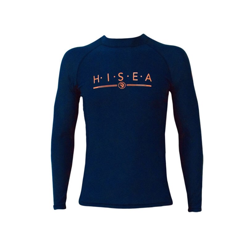 Hisea-Camisa de manga larga con protección UV para hombre, camisa de natación de Lycra, secado rápido, Swimwaer Srufing, ropa deportiva para el agua: Navy / S