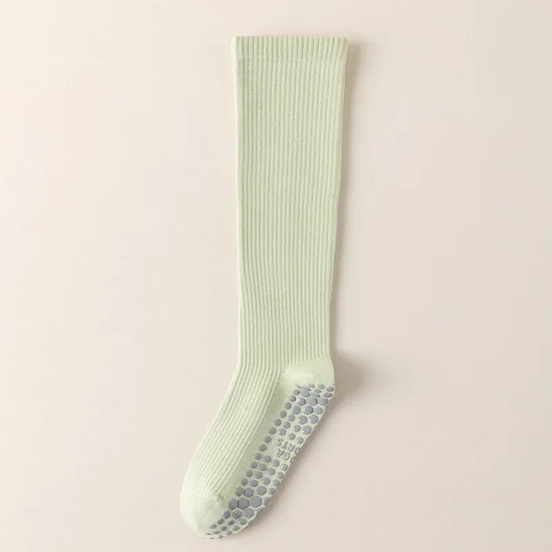 Color Blocked Yoga Calf Socks Anti Slip Pilates Socks Dance Fitness Sports Socks Long Tube Compression Stockings: Pink