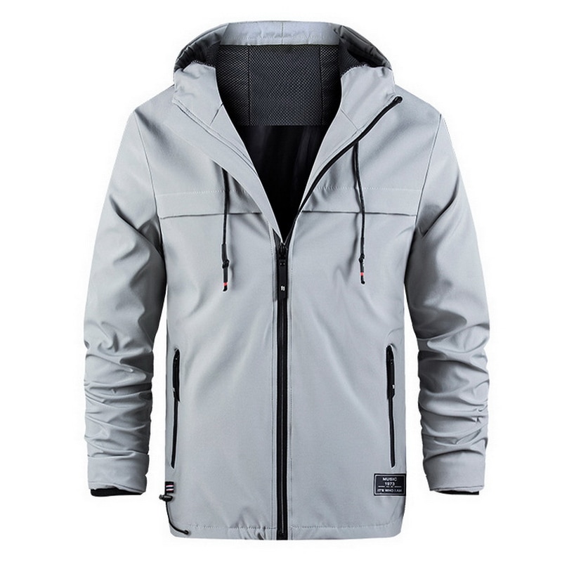 Lente Herfst Outdoor Dunne Wandelen Jas Heren Hooded Effen Kleur Windjack Jas Winddicht Waterpoof Grote Maat Jas Mannen