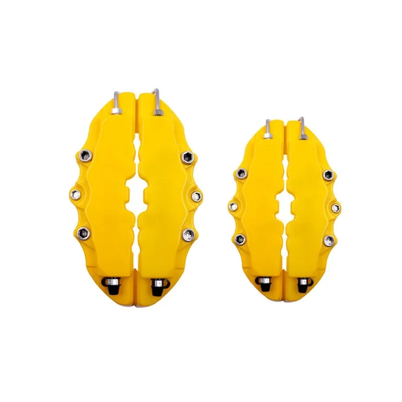 Cubiertas de pinza de freno de disco 3D para coche, cubiertas de plástico para pinza de freno de disco de carreras delantera y trasera M + S, accesorios de rueda de 18,3-23,6 ", 4 Uds.: YELLOW