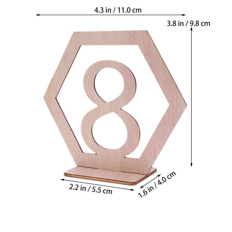 Houten Tafel Nmbers Met Houder Base1-40 Hexagon Hollow Seat Nummer Voor Party Bruiloft Banket Tafel Zitplaatsen Opdracht