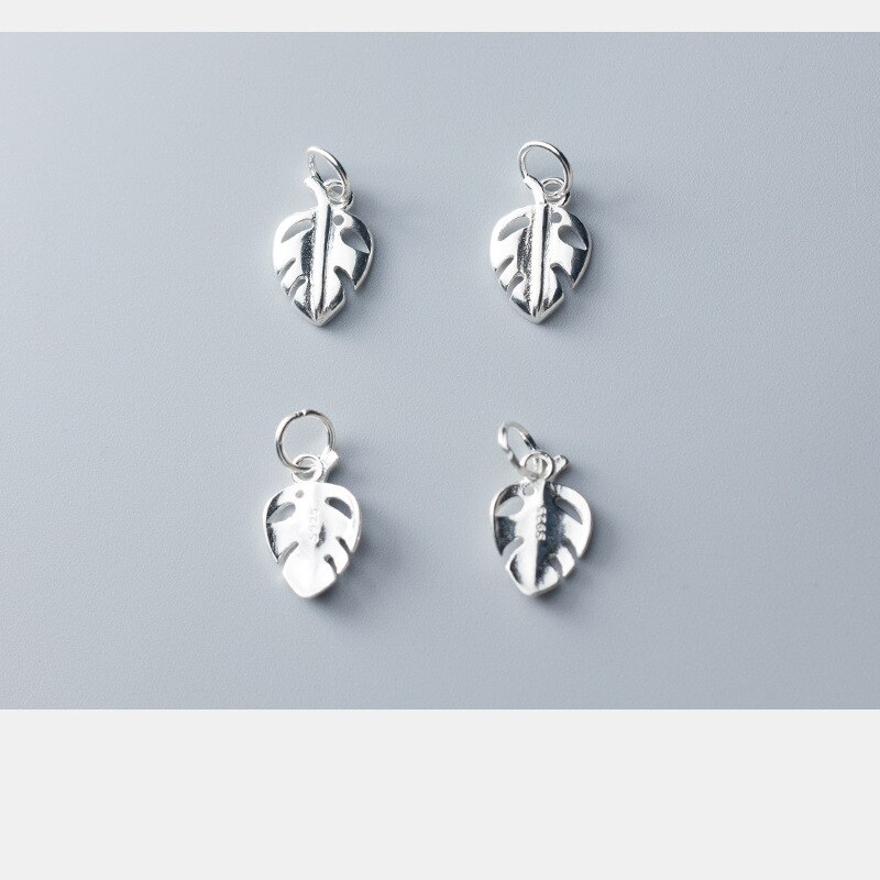 Hollow Out Ambachten Leaf Charms 13Mm 925 Sterling Zilver Fijne Kleine Dangle Hangers Diy Vrouwen Mannen Sieraden Bevindingen Voor verjaardag