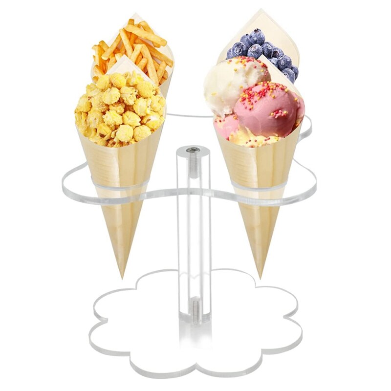 Ice Cream Cone Holder,4 Holes Acrylic Cone Display Stand Waffle Sushi Hand Roll Stand Rack For Kids Baking Party Buffets: Default Title