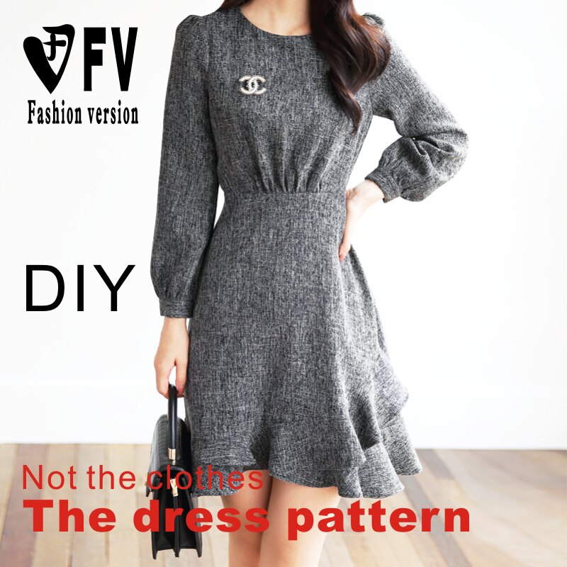Cutting pattern women's long-sleeved dress garment structure drawing BLQ-512