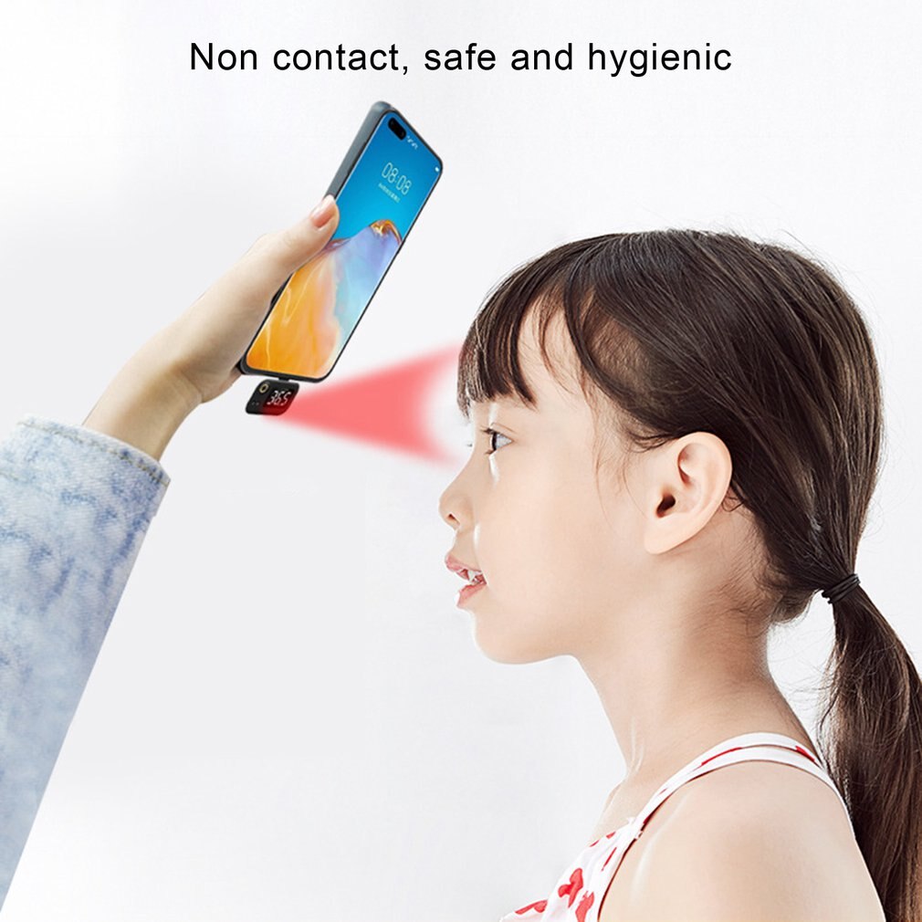 Mobiltelefon usb smart termometer berøringsfritt infrarødt termometer termometer lcd-skjerm til iphone/android tilfeldig farge