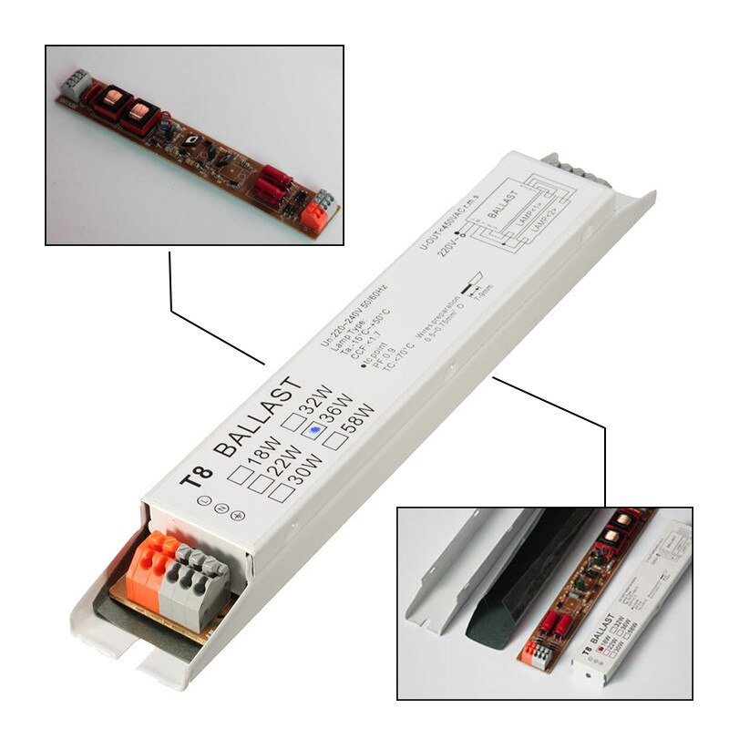 Lampe-forkoblinger 220-240v ac 2 x 36w bredspænding  t8 elektronisk ballast fluorescerende balastro