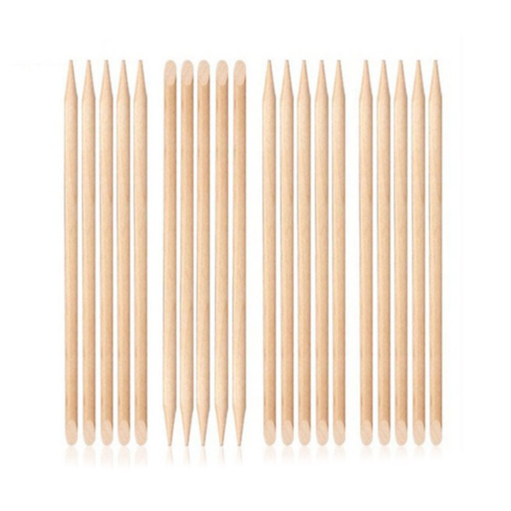50 stk nail art orange træpinde neglebånd pusher remover død hud pusher rensepind manicure værktøj