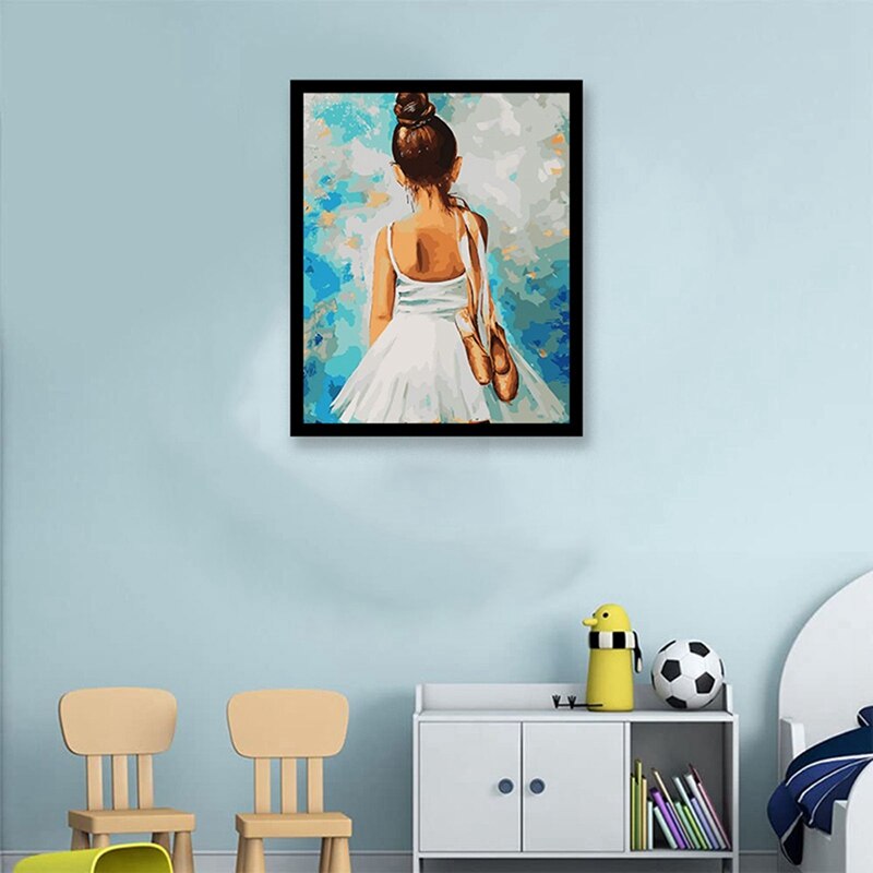 Láminas de manualidades con pintura por números para adultos y niños, pintura en lienzo de Ballet, pintura por lienzo con números con pinceles