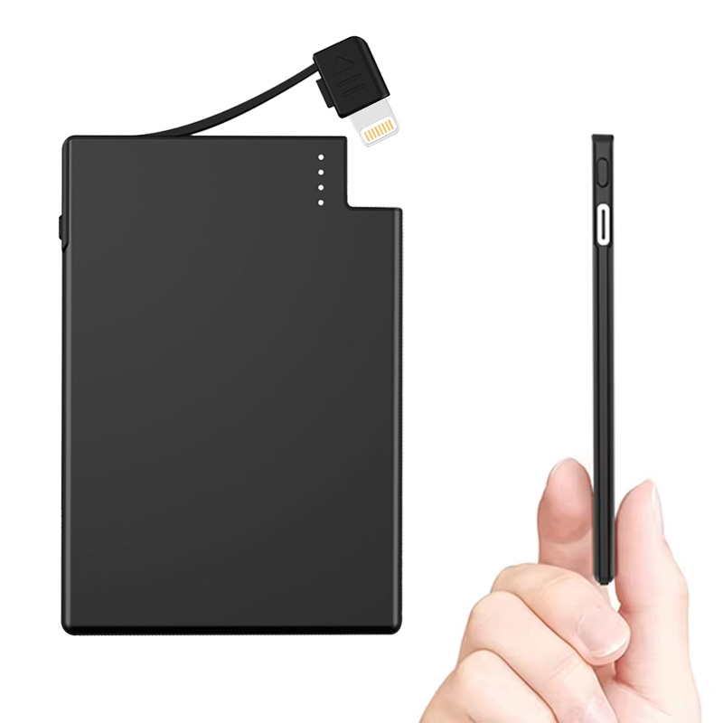 Tntor Mini 4Mm Ingebouwde Powerbank 2500Mah Grote Capaciteit Usb TYPE-C Kabel Tweeweg Snellader Mini Powerbank Voor Iphone Xiaomi: WHITE