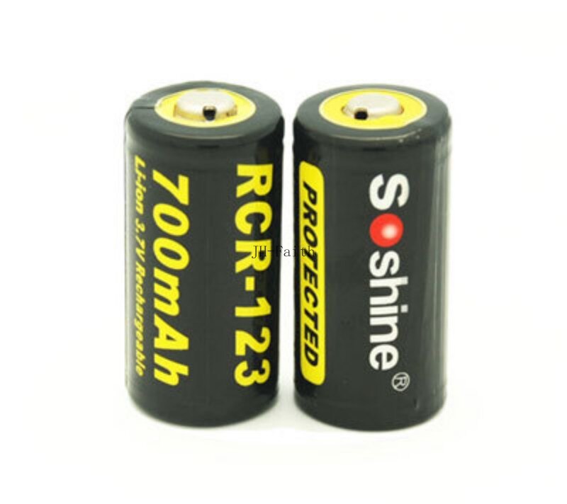 Soshine 700 mah 3.7v li-ion rcr 123 geschützte 16340 wiederaufladbare akkus mit batteriefach: 2 stück batterie