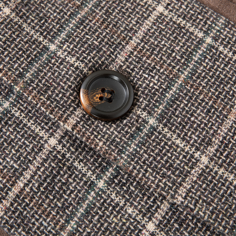 Blazer de estilo británico para hombre, de boda de un solo pecho Chaqueta de vestir, a cuadros, traje ajustado, chaqueta de otoño