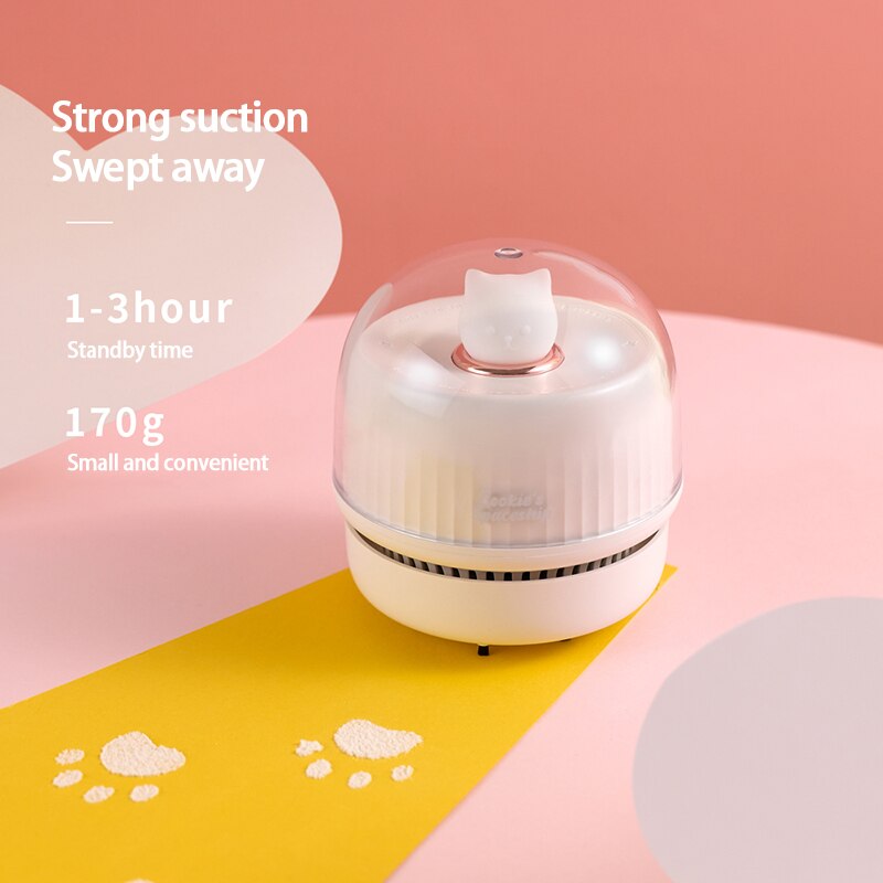 Small Vacuum Cleaner Desktop USB Student Portable Cute Pet Vacuum Cleaner Home Office Table Keyboard Cleaner With Night Light
