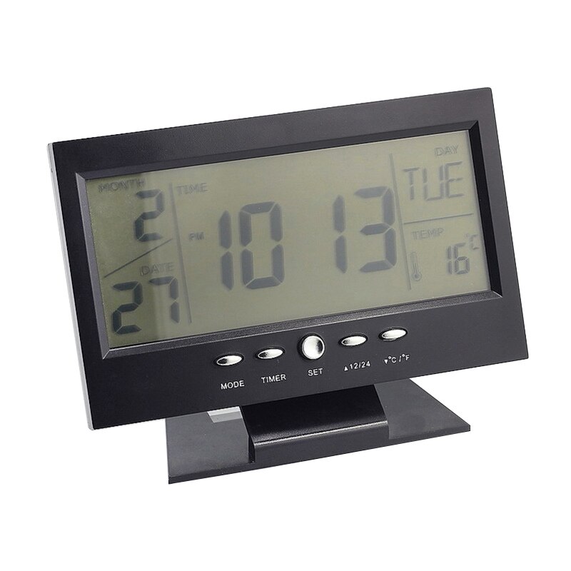 LED Voice Control Alarm Desk Clock Weather Monitor... – Grandado