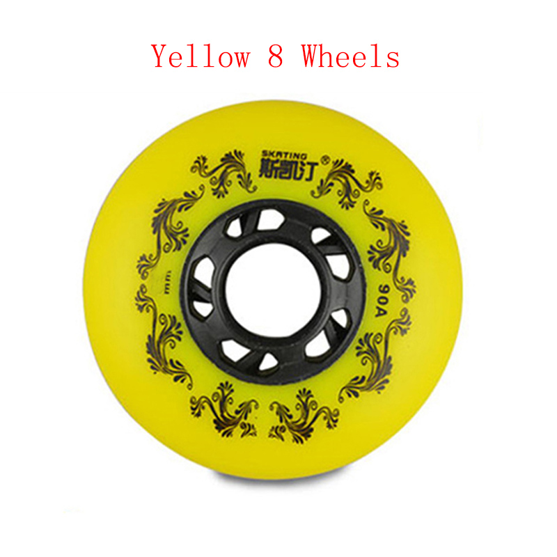 Japy Schlittschuh 90A Inline Rollschuhe Räder Slalom Bremsen Rollschuh Räder Für Straße Schiebe Freies skaten Patins Schuhe Rad: Gelb / 80mm