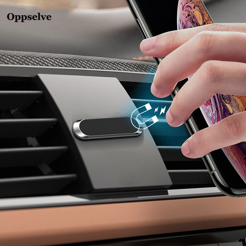 Oppselve Mini Strip Shape Magnetic Phone Holder Stand For iPhone Huawei Xiaomi Wall Metal Magnet Car Mount Dashboard Car Holder