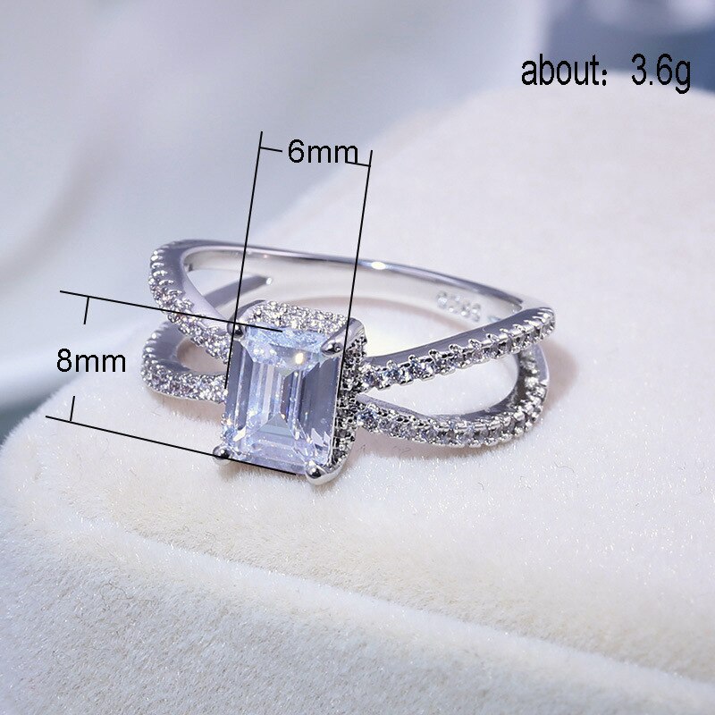 Yobest Luxe Vrouwelijke Vierkante Crystal Ringen Prinses Wedding Engagement Finger Rings Anniversary Sieraden Voor Vrouwen