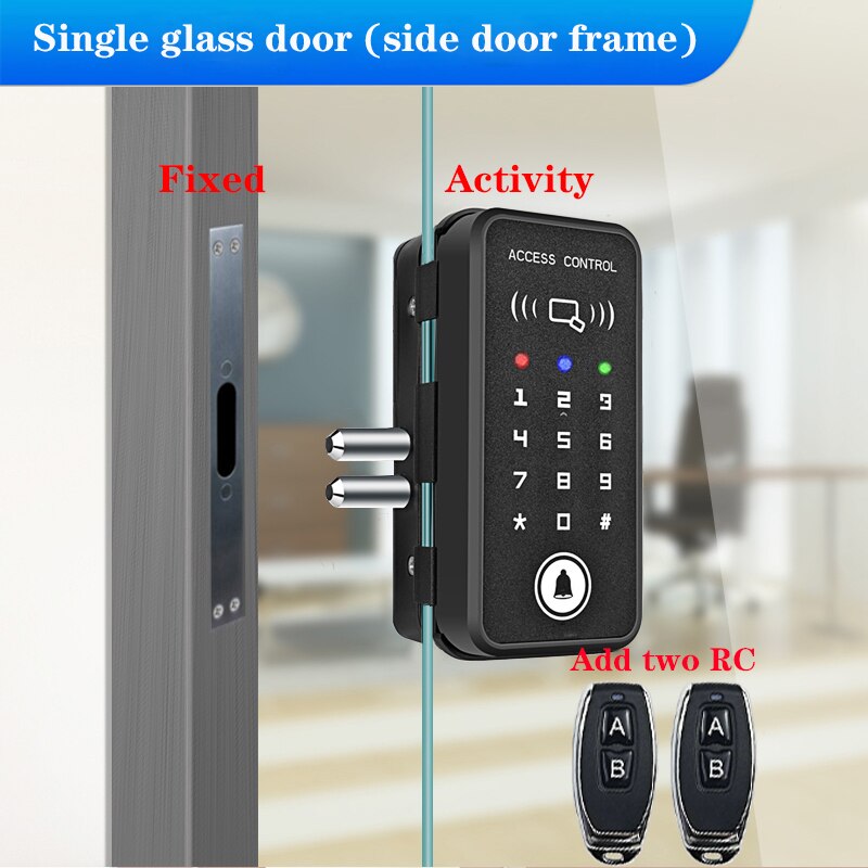 Frameless Glass Door Lock Office Glass Door Password Lock Single&Double Door Smart Card Key Door Lock XM-R1: C2