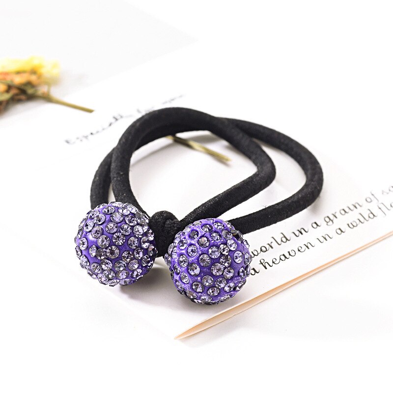 Elástico de cabelo para mulheres, acessórios femininos de cabelo de alta qualidade com strass, para rabo de cavalo: dark purple