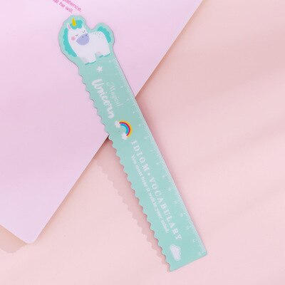 Bonitos efectos de escritorio creativos de Kawaii para estudiantes, regla de Línea ondulada con dibujos animados, 15cm, se puede doblar, suave,: Azul