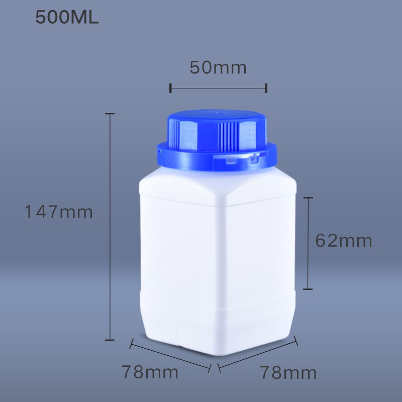4 stk  av 500ml tomme hdpe-flasker med lokk firkantet flaske med avlet munn til flytende malingskrem til matvareoppbevaring: Hvit