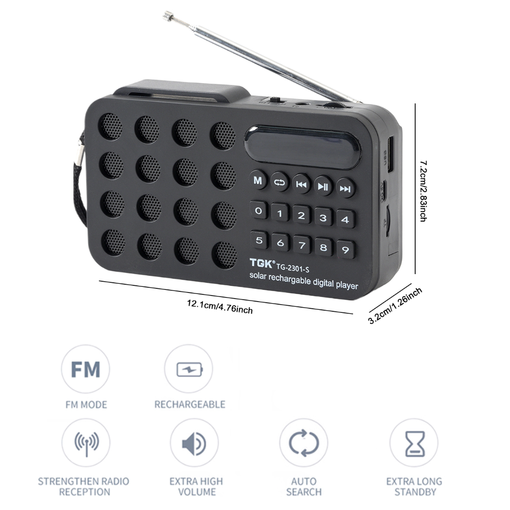 Wireless BT 5.0 DAB+ Digital Radio Portable FM Radio Supports U Disk TF Card MP3 Play Loudspeaker LCD Display Speaker Camping: black