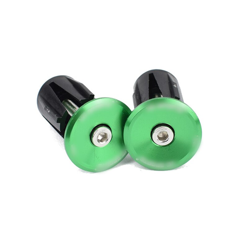 2 Pairs Bike Grip Handle Bar End Cap Aluminium Alloy MTB Handlebar Grips Plugs Caps For Bicycle Handlebar Accessory: 1 pair green