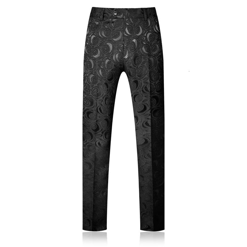 Mens Black Brocade Jacquard Suits Pants Wedding Groom Stage Singers Luxury Trousers Men Office Formal Pants: 33