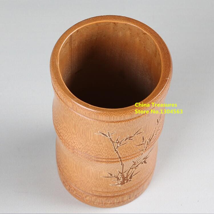 Chinese Bamboo Brush Pot Pen Container Penholder Calligraphy Brush Pen Holder