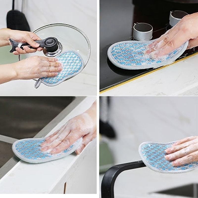 10-1 esponjas para fregar platos, toallita mágica de doble cara, esponjas de limpieza antiadherentes de microfibra para ollas, herramientas de cocina, utensilios para ollas de lavado