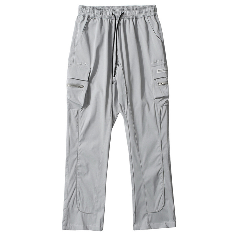 Pantalones Cargo reflectantes con cordón para hombre, ropa de calle, acampanados, de chándal, de gran tamaño: XL / gray