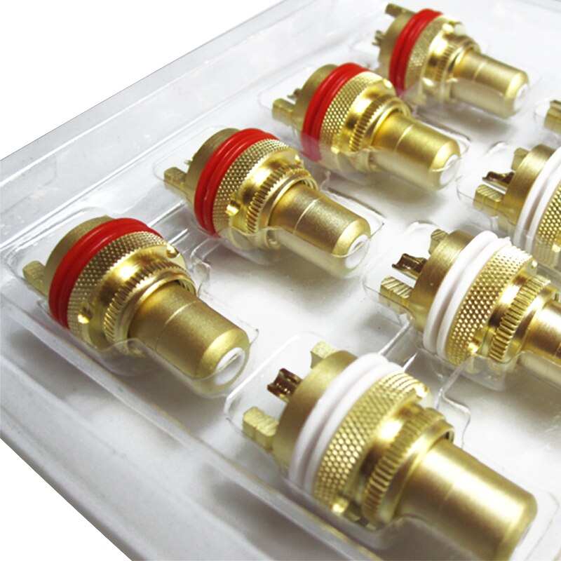 8pcs Red+White RCA Female Socket Chassis RCA CMC Female Connector Phono Copper Plug Amp HiFi