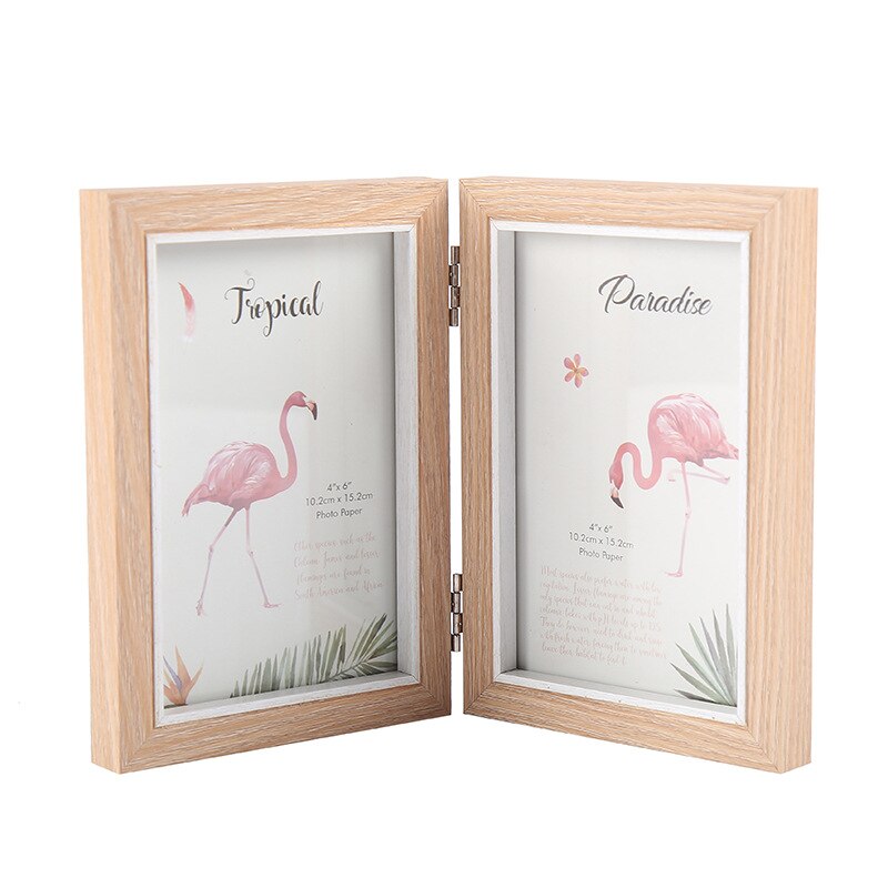2-sided Wooden Photo Frame Nordic Picture Frames Modern Rectangle Home Office Desktop Decoration Wood Frame Ornaments Holder: 4 / 6 inch