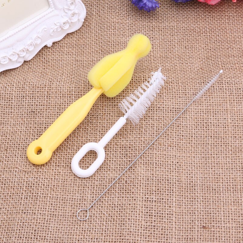 5Pcs Baby Milk Feeding Bottle Brush Handy Portable Nylon and Sponge Tube Cleaner