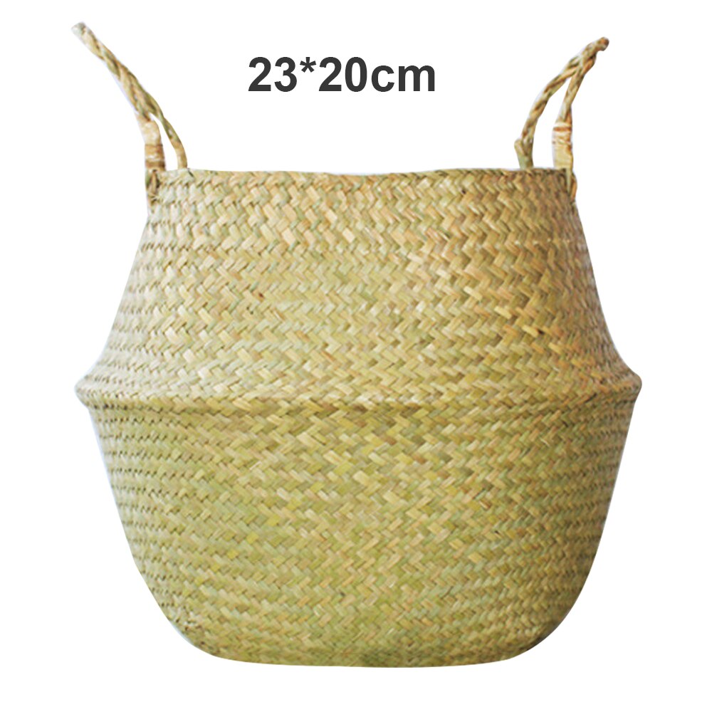 Seaweed Wicker Basket Rattan Hanging Flower Pot Laundry Room Dirty Clothes Basket Storage Basket Wicker Toy Basket Storage Bag: 23X20cm G