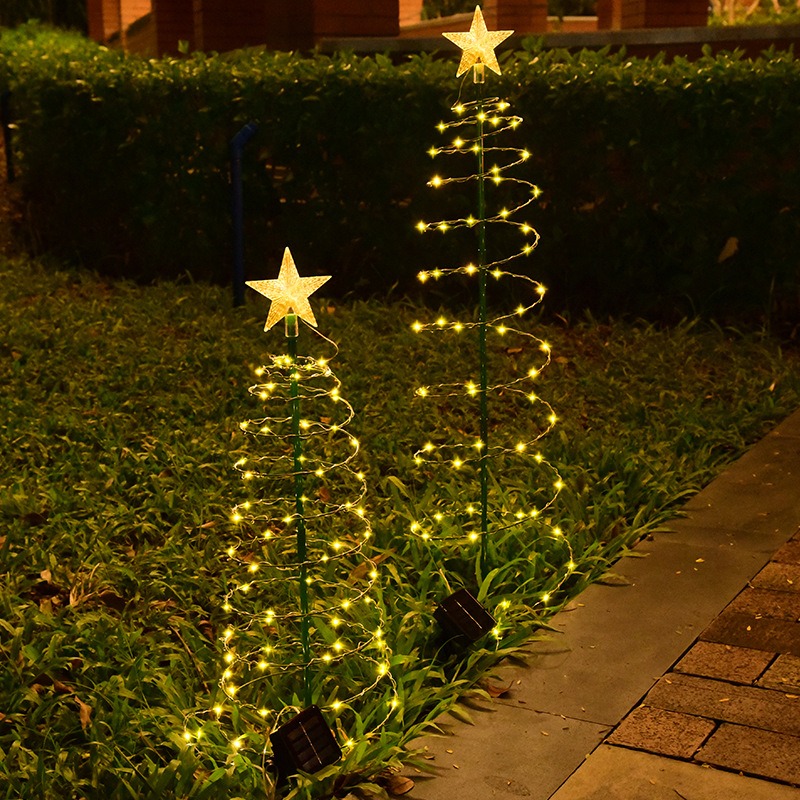 Weihnachtsbaum Hof Lichter Stern Weihnachtsbaum dekorative Lichterkette LED solarbetriebene Bodenstecker in Lichterkette Ich bin Freien
