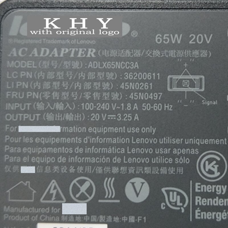 Original 20v 3.25a 65w 3 -poliger netzadapter für lenovo thinkpad serie fru : 45 n 0254 45 n 0258 45 n 0262 45 n 0334 45 n 0336 45 n 0495 45 n 0497