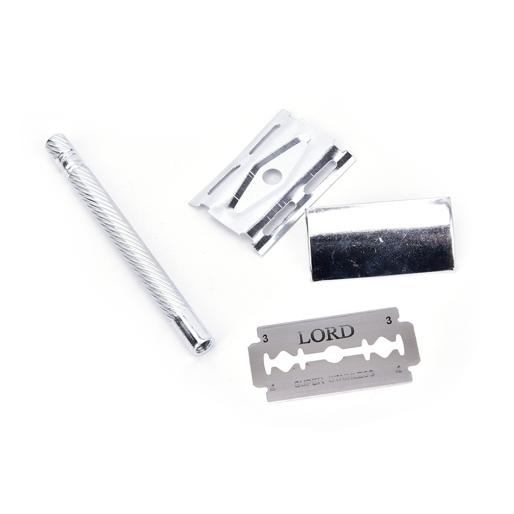 1Set Practical Safety Men Double Edge Blade Shaving Hair Razor Shaver 2 Blades Old-Style