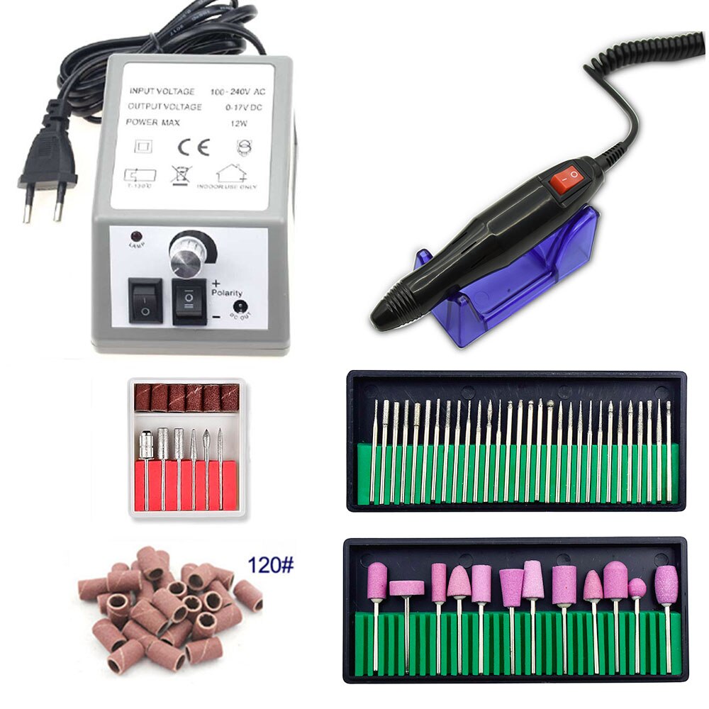 Electric Nail Drill Machine For Manicure And Pedicure Drill 12W 20000RPM Milling Machine Nails Equipment Set Electric Nail File: SET 2