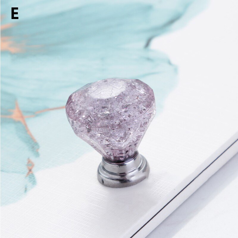 Crack Bal Knop Acryl Ice Crackle Kristal Handvat Gem Ronde Diamant Lade Pull Hardware Enkel Gat Kristal Knoppen Handles: E