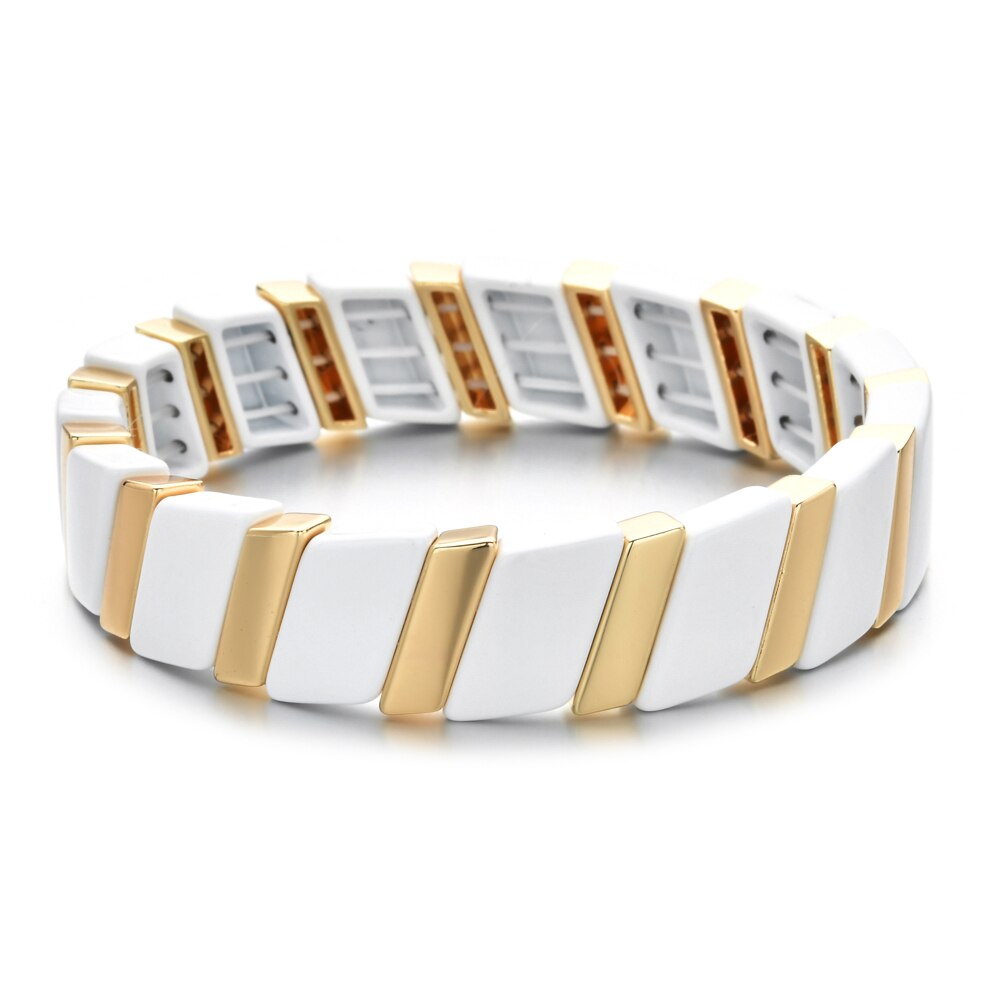 2022 Summer Gold Color Enamel Bracelet Tile Bracelet Bohemian Stackable Stretch Bracelets For Women Jewelry: A3