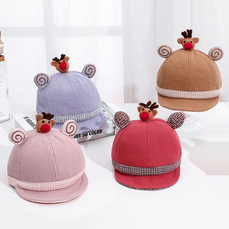 Dessin animé Animal bébé chapeau avec oreilles mignon Elk bébé fille garçon casquette de Baseball doux hiver enfants chapeau enfants casquettes Bonnet