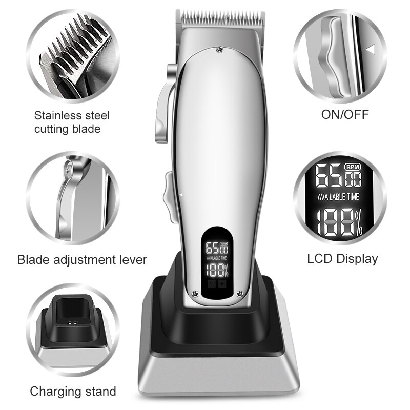 Master-cortadora de pelo eléctrica para hombre, máquina inalámbrica ajustable, para barbería y barba